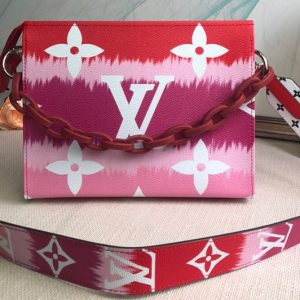 Replica Louis Vuitton M69137 LV Escale Poche Toilette 26 Bag With Strap in Red Monogram Canvas