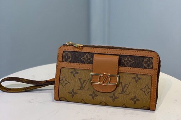 Replica Louis Vuitton M69162 LV Dauphine Wallet in Monogram and Monogram Reverse coated canvas