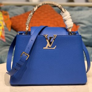 Replica Louis Vuitton N93799 LV Capucines PM Bag in Blue Taurillon Leather