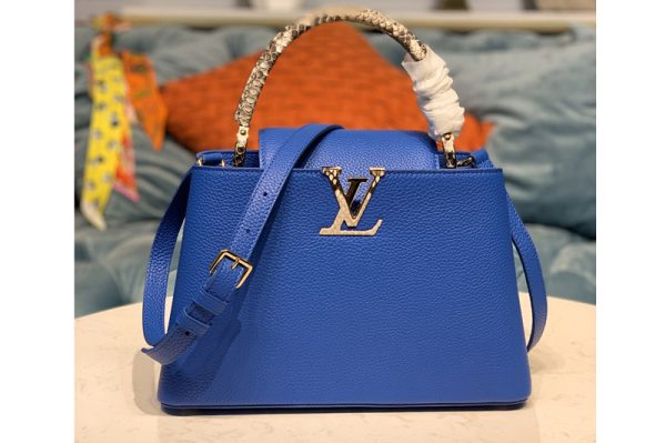 Replica Louis Vuitton N93799 LV Capucines PM Bag in Blue Taurillon Leather