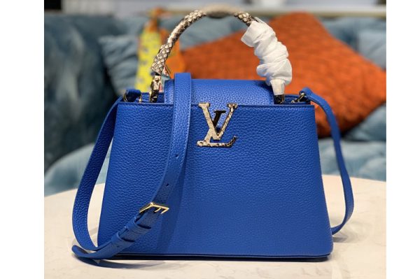 Replica Louis Vuitton N98387 LV Capucines BB Handbag in Royal Blue Taurillon Leather