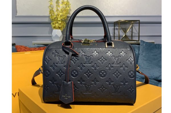 Replica Louis Vuitton M43501 Speedy Bandouliere 25 handbag in Navy Blue/Red Monogram Empreinte leather