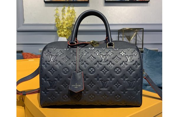 Replica Louis Vuitton M42406 Speedy Bandouliere 30 handbag in Navy Blue Monogram Empreinte leather