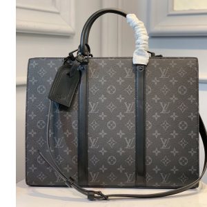 Replica Louis Vuitton M45265 LV Sac Plat Horizontal Zipper bag in Monogram Eclipse Canvas