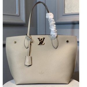 Replica Louis Vuitton M56107 LV Lockme Go tote Bag in Beige Soft grained calfskin Leather