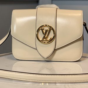 Replica Louis Vuitton M55950 LV Pont 9 handbag in Cream Smooth Leather