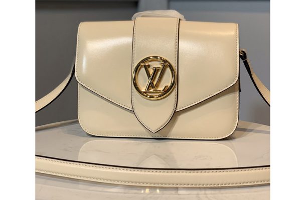 Replica Louis Vuitton M55950 LV Pont 9 handbag in Cream Smooth Leather