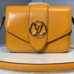 Replica Louis Vuitton M55946 LV Pont 9 handbag in Summer Gold Smooth Leather