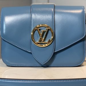 Replica Louis Vuitton M55947 LV Pont 9 handbag in Blue Smooth Leather