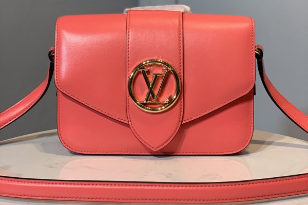 Replica Louis Vuitton M55949 LV Pont 9 handbag in Pink Smooth Leather