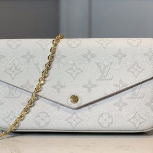 Replica Louis Vuitton M61276 LV Pochette Felicie Bag in White Monogram canvas