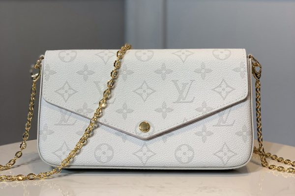 Replica Louis Vuitton M61276 LV Pochette Felicie Bag in White Monogram canvas