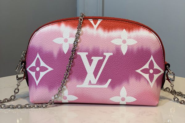 Replica Louis Vuitton M69138 LV Escale Pochette Cosmetique Chain Bag In Red Monogram Canvas