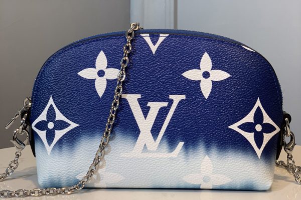 Replica Louis Vuitton M69138 LV Escale Pochette Cosmetique Chain Bag In Blue Monogram Canvas