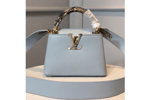 Replica Louis Vuitton M55920 LV Capucines Mini handbag In Blue Taurillon leather