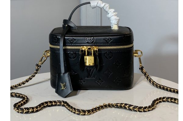 Replica Louis Vuitton M44985 LV Nice Mini beauty case in Black Monogram Empreinte Leather