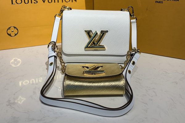 Replica Louis Vuitton M50332 LV Twist PM chain bag in White/Gold Epi leather