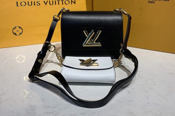 Replica Louis Vuitton M55703 LV Twist PM chain bag in White/Black Epi leather