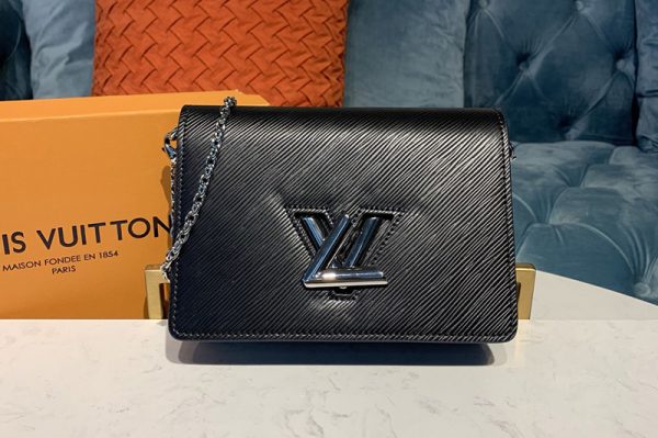 Replica Louis Vuitton M68560 LV Twist Belt Chain wallet in Black Epi leather