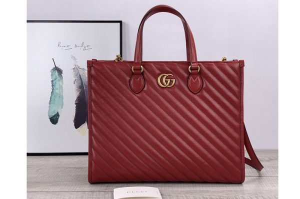 Replica Gucci 627332 GG Marmont medium tote bag in Red matelassé leather