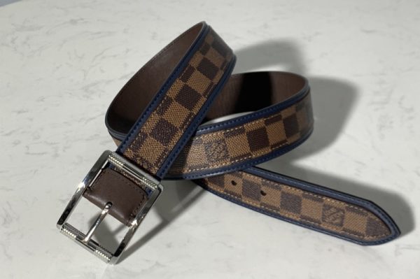 Replica Louis Vuitton M0038U LV Reverso 40mm Reversible Belt Damier Ebene Canvas With Silver Buckle