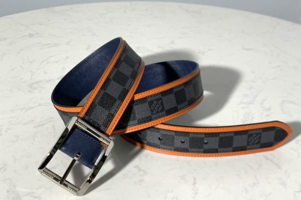 Replica Louis Vuitton M0038U LV Reverso 40mm Reversible Belt in Damier Graphite Canvas