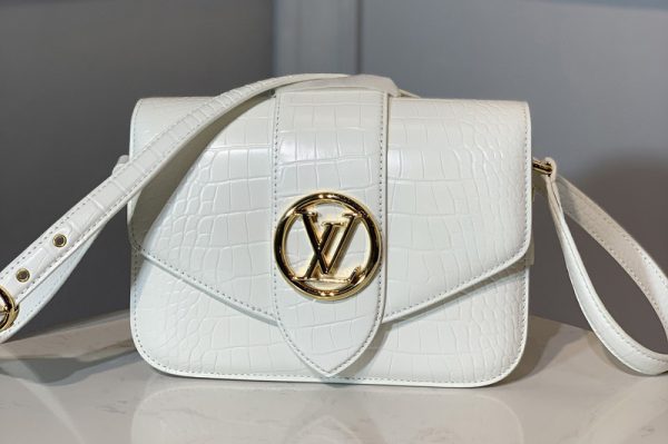 Replica Louis Vuitton N98063 LV LV Pont 9 shoulder bag in White Alligator leather