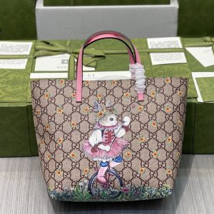 Replica Gucci 410812 Children's GG ranch tote Bag in Beige/ebony GG Supreme canvas with print