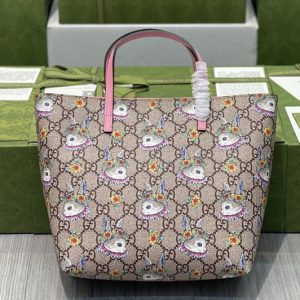 Replica Gucci 410812 Children's GG ranch tote Bag in Beige/ebony GG Supreme canvas with print