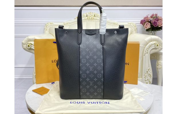 Replica Louis Vuitton M30431 LV Outdoor tote Bag in Taiga leather with Monogram Eclipse canvas