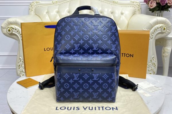 Replica Louis Vuitton M45728 LV Sprinter Backpack in navy blue Monogram Shadow leather