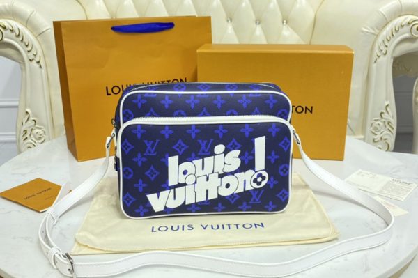 Replica Louis Vuitton M46115 LV Carry It bag in Blue Monogram Reverse Canvas