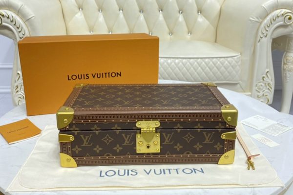 Replica Louis Vuitton M20039 LV 8 watch case in Monogram canvas With Blue