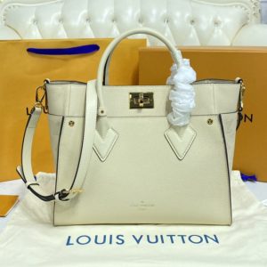 Replica Louis Vuitton M55802 LV On My Side MM tote bag in Beige Nappa Softy leather