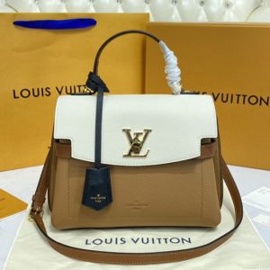 Replica Louis Vuitton M56645 LV Lockme Ever BB bag in Beige Arizona Brown / Quartz White / Caramel Brown Soft calfskin Leather