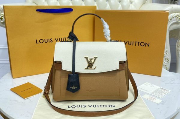 Replica Louis Vuitton M56645 LV Lockme Ever BB bag in Beige Arizona Brown / Quartz White / Caramel Brown Soft calfskin Leather