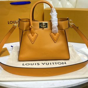 Replica Louis Vuitton M57726 LV On My Side PM tote bag in Orange smooth calf leather