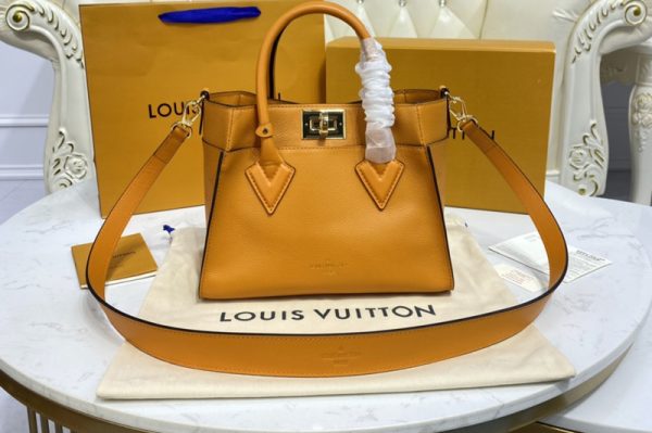 Replica Louis Vuitton M57726 LV On My Side PM tote bag in Orange smooth calf leather