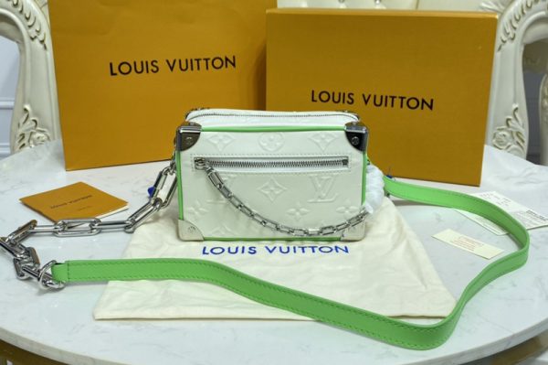 Replica Louis Vuitton M44735 LV Mini Soft Trunk men bag in White Monogram Canvas