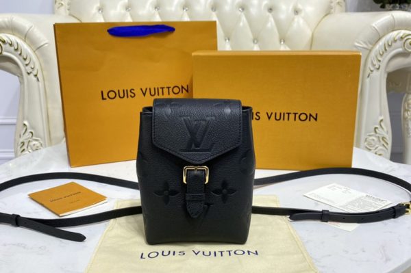 Replica Louis Vuitton M45764 LV Tiny Backpack in Black Monogram Empreinte Leather