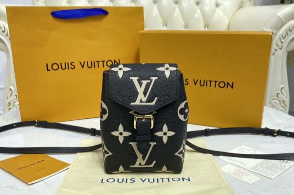 Replica Louis Vuitton M45764 LV Tiny Backpack in Black Monogram Empreinte Leather