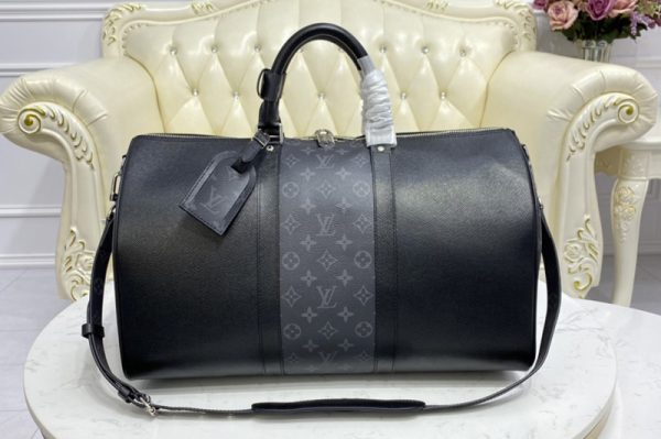 Replica Louis Vuitton M30235 LV keepall bandouliere 45 Bag in Black Monogram Eclipse Canvas