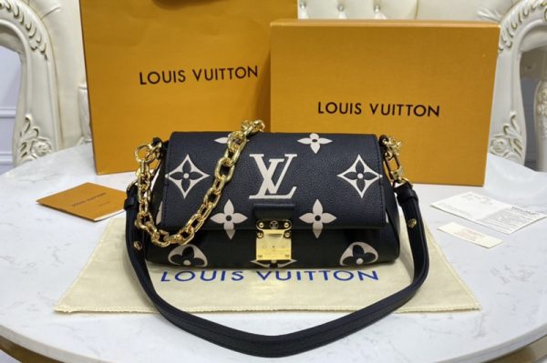 Replica Louis Vuitton M45859 LV Favorite shoudler bag in Black/Beige Monogram Empreinte Leather