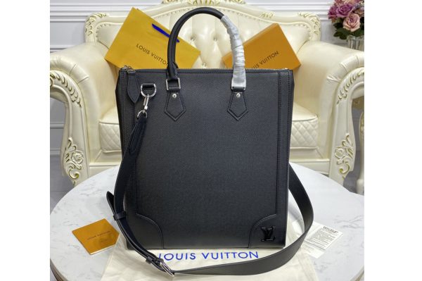 Replica Louis Vuitton M30811 LV Vertical Tote Bag in Black Taiga cowhide leather