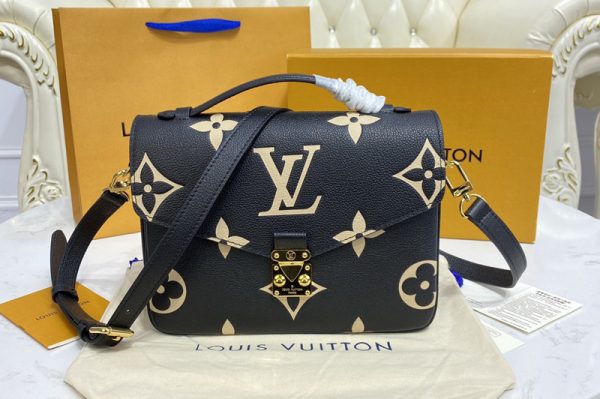 Replica Louis Vuitton M45773 LV Pochette Metis Bag in Black Monogram Empreinte leather