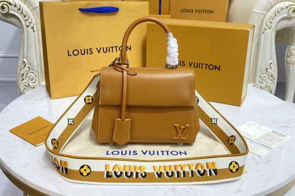 Replica Louis Vuitton M58931 LV Cluny Mini handbag in Gold Miel Epi leather