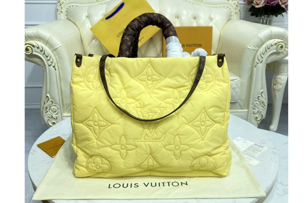 Replica Louis Vuitton M59007 LV OnTheGO GM tote bag in Yellow Econyl regenerated nylon