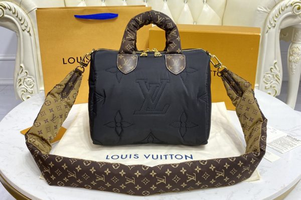 Replica Louis Vuitton M59008 LV Speedy Bandoulière 25 handbag in Black Econyl regenerated nylon