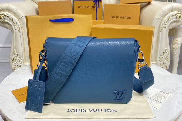 Replica Louis Vuitton M59327 LV New Messenger Bag in blue Aerogram leather