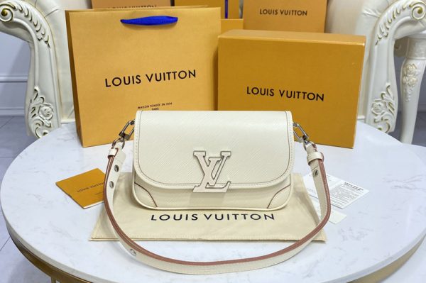 Replica Louis Vuitton M59457 LV Buci crossbody Bag in Quartz White Epi leather